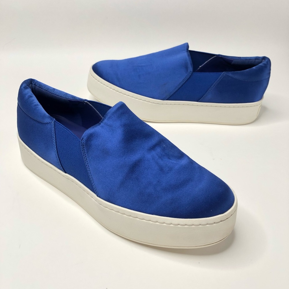Vince Warren Blue Satin Suede Platform Sneakers